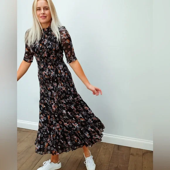 Veronica Beard floral Smocked Gabi Maxi Dress